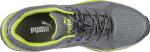 Preview: The image shows a gray sports shoe with colorful, bright yellow accents. It features a mesh upper, laces, and a sporty design. The brand name 