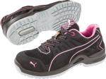 Preview: Das Bild zeigt schwarze Sportschuhe mit pinken Akzenten. Sie haben eine gepolsterte Innensohle, Schnürsenkel und eine profilierte, graue Gummisohle für guten Halt.