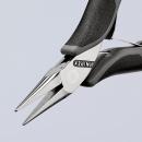 Preview: The image shows a pair of precision cutting pliers. It has two narrow, pointed blades made of shiny metal and ergonomic handles in black. The brand name 