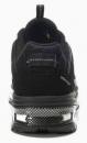 Preview: Das Bild zeigt die Rückseite eines schwarzen Sportschuhs. Der Schuh hat eine gepolsterte Ferse und ein modulares Design mit einer transparenten, flexiblen Sohle.