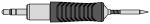 Preview: The image shows a screwdriver with a grippy, black rubber handle and a narrow, pointed blade. It has a round shape at one end and a pointed shape at the other.