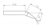 Preview: The image displays a technical drawing of a tool. It has an elongated shape with a slanted end. Dimensions are provided: 13.8 mm in width and 7.8 mm in length, with a 30° angle.