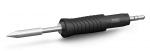 Preview: The image shows a soldering iron with a gray, tapered metal part and a black, rubberized handle with non-slip patterns for better grip.