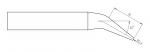 Preview: The image displays a technical drawing of a tool with a long, straight blade that tapers at one end and has a pointed, slightly curved shape. Dimensions are provided.