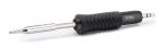 Preview: This is a soldering iron with a black, ribbed handle for a good grip. The tip is metallic and elongated, ideal for soldering. The iron is compact and handy.