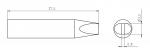 Preview: The image displays a technical drawing of a long, narrow object with a pointed front. The dimensions are provided: length 27.5 mm, diameter at the end 0.8 mm, and 0.2 mm at the tip.