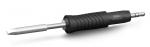 Preview: The image shows a soldering iron with a silver, pointed tip and a black rubber handle. The handle has grooves for better grip. The tool is designed for precise soldering.