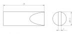 Preview: The image displays technical drawings of an object. On the left is an elongated rectangle with a rounded edge, on the right a circle with a diameter of 9.3 mm. Dimensions are provided.