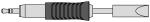 Preview: The image shows a plug with a round, metallic connection. The handle is black and ribbed for better grip. On the other side, a flat, beveled edge is visible.