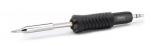 Preview: The image displays a black soldering iron with a metallic heating tip. The handle is rubberized and features non-slip grooves. The iron is slim and tapers to a point for precise work.