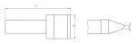 Preview: The image displays a technical drawing of an object with a cylindrical shape and a sharp, conical tip. Dimensions provided: 27 mm width and 12 mm height.