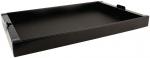 Preview: The image displays a black, flat tray or dish made from sturdy material. It features raised edges and is rectangular with a minimalist design. Ideal for transporting items.