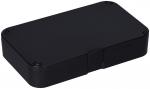 Preview: Das Bild zeigt eine rechteckige, schwarze Box. Sie hat abgerundete Ecken und eine flache Oberseite. An einer Seite befindet sich ein kleiner Verschluss oder Clip. Die Box wirkt robust und unauffällig.