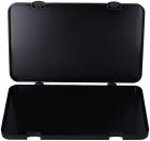 Preview: The image shows a black, rectangular case that is open. It has two clips at the top and a smooth, black interior. It appears functional and sturdy.