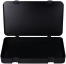 Preview: The image shows a black, rectangular box with a lid. The lid is open and reveals the inside, which is also black. The edges are clearly defined.