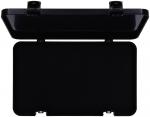 Preview: The image shows a black, rectangular box with a hinged lid. The lid is slightly transparent, while the interior is completely black.
