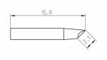 Preview: The image shows a technical drawing of an object with two measurements: 15.9 units in length and a width of 2.1 units at a conical tip.