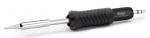 Preview: The image shows a soldering iron with a slim, black handle that has a rubberized surface. The tip is made of shiny metal, typical for soldering tasks.