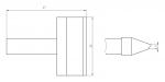 Preview: The image displays a technical drawing of a cylindrical object. It has a length of 27 mm, a width of 20 mm, and a pointed shape on the right side.