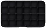 Preview: The image shows a black tray with a rectangular shape, divided into 24 small, equally sized compartments. The compartments are evenly arranged.