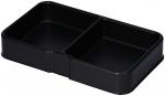 Preview: The image shows a black, rectangular box with two compartments. It has straight edges and a smooth surface, ideal for storing food or snacks.