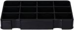 Preview: The image shows a rectangular container in black with twelve compartments. The compartments are evenly arranged and provide space for smaller items. The container has rounded corners.