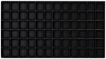 Preview: The image shows a rectangular, black plastic tray with 64 small, square compartments arranged in an 8x8 grid.
