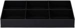 Preview: The image shows a rectangular, black storage box with six equally sized compartments. The box has high walls and is flat, ideal for sorting items.