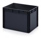 Preview: Die Abbildung zeigt eine rechteckige, schwarze Plastikbox. Sie hat glatte Wände, eine offene Oberseite und ist stabil. Die Ecken sind leicht abgerundet, der Boden ist flach.