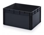 Preview: Das Bild zeigt eine schwarze, rechteckige Kunststoffbox. Sie hat hohe Wände und eine kastenförmige Struktur, ohne Deckel. Die Ecken sind leicht abgerundet und die Oberfläche ist glatt.