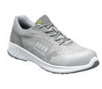Preview: The shoe is sporty, light gray with a textured upper. It has a white, lightly padded sole and gray laces. The shape is slim and modern.