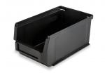 Preview: The image displays a rectangular, black plastic box. It has open sides and a smooth surface that is easy to clean. Ideal for storing items.
