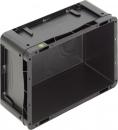 Preview: Das Bild zeigt eine schwarze Kunststoffbox mit rechteckiger Form. Sie hat eine offene Vorderseite, eine flache Oberseite und ist stabil konstruiert, ideal zum Verstauen von Gegenständen.