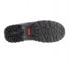 Preview: The image shows the underside of a black shoe with a strong tread. The sole features various grooves and studs for good grip. In the center, the word 