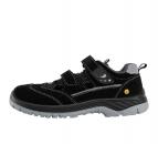 Preview: The image shows a black children's shoe made of suede with two Velcro straps. The sole is gray and provides a sturdy, non-slip surface. The shoe has a sporty shape.