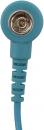 Preview: The image shows the end of a blue cable with a round connector. The connector has a metallic surface and is slightly angled. The cable's course is visible and displays a wavy structure.