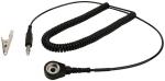 Preview: Das Bild zeigt ein spiralförmiges Kabel mit einem Standardstecker an einem Ende und einer Lötöse am anderen. Neben dem Kabel liegt eine kleine Klammer. Alles ist in Schwarz gehalten.
