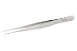 Preview: The image shows a narrow, metallic tweezer with two pointed gripping surfaces. The surface is shiny, and one side bears the inscription 