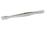 Preview: The image displays a straight, metallic tweezer with a flat, broad tip. It features a ridged structure on the side for improved grip. The surface is smooth and shiny.