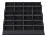 Preview: The image shows a black plastic plate with 24 rectangular indentations. The indentations are arranged in four rows and six columns. The edges are straight and sharp.