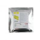 Preview: The image shows a silver bag with a yellow label. On the label are details about a polyurethane resin package, including safety and usage instructions.