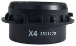 Preview: The image shows a black, round plastic component. It has a flat top with the number 