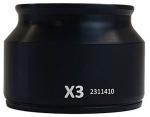 Preview: The image shows a black cylindrical lens attachment with a wide upper opening and a narrower base. On the side, it reads 