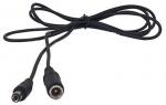Preview: The image shows a black cable with two plugs at the ends. The plugs are round and have a metal surface. The cable is slightly wavy and lies on a flat surface.