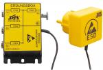 Preview: The image shows a yellow grounding box with switch panels and a socket adapter. Both components are designed for electrostatic discharge (ESD). The box has switch contacts and is labeled.