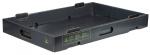 Preview: It is a flat, rectangular box made of sturdy cardboard. It has side grip openings and is in dark black. The bottom is smooth and the edge is slightly raised.