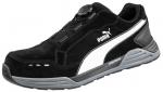 Preview: The shoe is a sporty, black suede sneaker with gray and white accents. It features a quick-lacing system with a special closure and a padded sole.