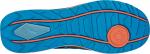 Preview: The image shows the sole of a sports shoe. It is predominantly blue with orange accents. The sole has a textured pattern for better grip.