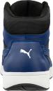 Preview: The shoe is a sporty sneaker with a blue and black color scheme. It has a high top, padded front and back, and a white sole. The Puma logo is visible.