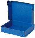 Preview: The image shows an open, rectangular cardboard box in a strong blue. It has a foldable top and a sturdy bottom. Inside, it is also blue and has no filling.